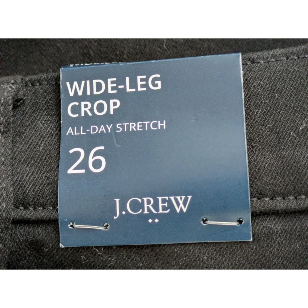 J.Crew Cropped Wide Leg Crop Jeans Black Denim High Rise Stretch Sz 26 NWT CB371